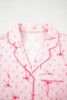 Pink Bow Print Contrast Pipping Short Pajamas Set