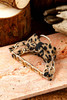 Camel Leopard Print Bow Decor Alloy Hair Claw Clip