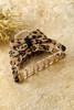 Camel Leopard Print Bow Decor Alloy Hair Claw Clip