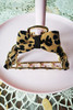 Camel Leopard Print Bow Decor Alloy Hair Claw Clip