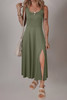 Four Leaf Clover Sleeveless Scoop Neck Flared Split Midi Dress