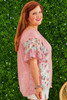 Pink Plus Size Floral Patchwork Ruffled Short Sleeve Blouse Pink Plus Size Floral Patchwork Ruffled Short Sleeve Blouse