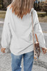 White Sequin Clover Patched Drop Shoulder Corded Sweatshirt White Sequin Clover Patched Drop Shoulder Corded Sweatshirt