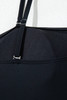 Black Asymmetric Ruffle Shoulder Pleated One Piece Swimsuit