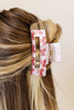 Racing Red Bow Knot Print Cut Out Square Hair Claw Clip