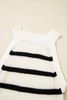 Black Stripe Knitted Drawstring Detail Sleeveless Dress