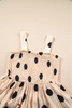 Oatmeal Polka Dot Smocked Fit Flared Sleeveless Long Dress
