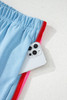 Sky Blue Rainbow Colorblock Collared Short Sleeve Top 2 Piece Shorts Set