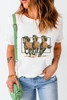 White Texas Horse Graphic Cuffed Sleeve Graphic T Shirt