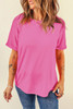 Sachet Pink Bright Casual Plain Crew Neck Tee Sachet Pink Bright Casual Plain Crew Neck Tee