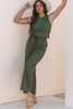 Vineyard Green Buttoned Drawstring Waist Sleeveless Wide Leg Jumpsuit Vineyard Green Buttoned Drawstring Waist Sleeveless Wide Leg Jumpsuit