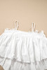 White Lace Splicing Spaghetti Straps Ruffle Flared Tank Top