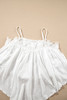 White Lace Splicing Spaghetti Straps Ruffle Flared Tank Top