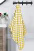 Yellow Cream Checkered Print Soft Large Bath Towel