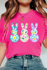 Rose Red Floral Easter Bunny Graphic Crew Neck Easter Tee
