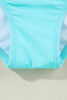 Turquoise Striped Patchwork Spaghetti Strap High Waist Bikini Swimsuit