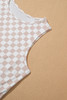 White Ribbed Texture Checkered Print 2pcs Tank and Pants Set