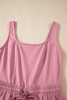 Light Pink Lace-up Elastic Waist Sleeveless Square Neck Jumpsuit