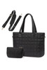 Black Quilted Patchwork Large Tote Bag and Clutch 2pcs Set