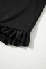 Black Plus Size Textured Knotted Ruffled Trim One Piece Swimwear