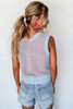 Light Pink Contrast Chevron Knit V Neck Sweater Vest