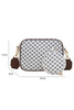 White Checkered Print PU Leather Shoulder Bag with Coin Wallet