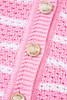 Pink Stripe V Neck Gold Buttons Elegant Sweater Vest