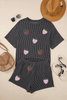 Carbon Grey Sequin Strawberry Patched Twist Ribbed Short 2pcs Outfit Carbon Grey Sequin Strawberry Patched Twist Ribbed Short 2pcs Outfit