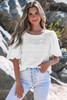 White Frilled Lace Trim Bubble Sleeve Blouse