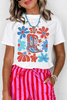 White Floral Cowgirl Boots Print Independence Day T Shirt White Floral Cowgirl Boots Print Independence Day T Shirt
