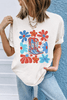White Floral Cowgirl Boots Print Independence Day T Shirt White Floral Cowgirl Boots Print Independence Day T Shirt
