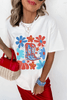 White Floral Cowgirl Boots Print Independence Day T Shirt White Floral Cowgirl Boots Print Independence Day T Shirt