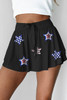 Black Sequined Flag Star Active Mini Skort
