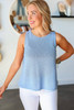 Beau Blue Horizontal Ribbing Patchwork Swing Sweater Tank