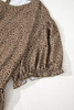 Brown Plus Size Leopard Print Frill Trim Short Sleeve Flared Dress