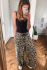 Parchment Leopard Drawstring Flowy Wide Leg Pants