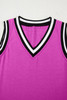 Purple Orchid Color Contrast Trim V Neck Shift Sleeveless Mini Dress