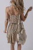 Khaki Boho Floral Printed Tie Waist Flared Sundress
