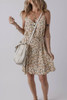 Khaki Boho Floral Printed Tie Waist Flared Sundress