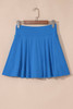 Blue A-line Draped High Waist Phone Pocket Lined Skort