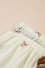 White Bow Print Lace Drawstring Casual Shorts