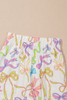 White Cheerful Bow Print Elastic Pull On Casual Shorts