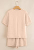 Apricot Textured V Neck T Shirt and Shorts Set