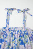 Sky Blue Floral Print Self-tie Straps Flowy Ruffle Long Dress Sky Blue Floral Print Self-tie Straps Flowy Ruffle Long Dress