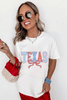 White Independence Day TEXAS Bow Printed T Shirt White Independence Day TEXAS Bow Printed T Shirt