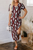 Red Western Aztec Printed Long T-shirt Dress