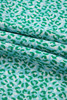 Green Notched V Neck Leopard Ruffle Short Sleeve Blouse Green Notched V Neck Leopard Ruffle Short Sleeve Blouse