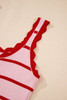 Rose Stripe Striped Scalloped Edge U Neck Sleeveless Sweater Vest