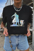 Black Laser Western Cowboy Graphic Crewneck Tee