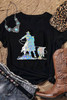 Black Laser Western Cowboy Graphic Crewneck Tee Black Laser Western Cowboy Graphic Crewneck Tee